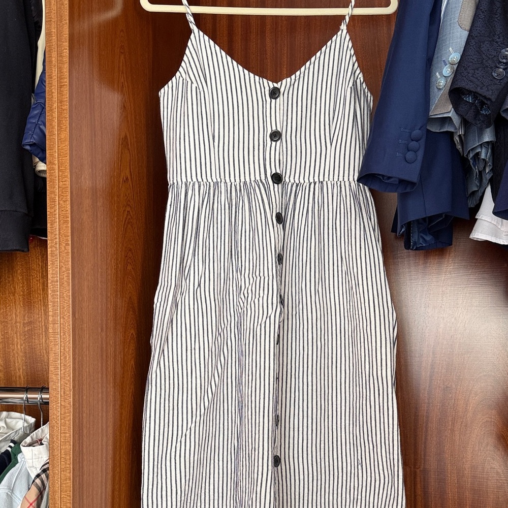 ATM Anthony Thomas Melillo Black and White Striped Midi Dress